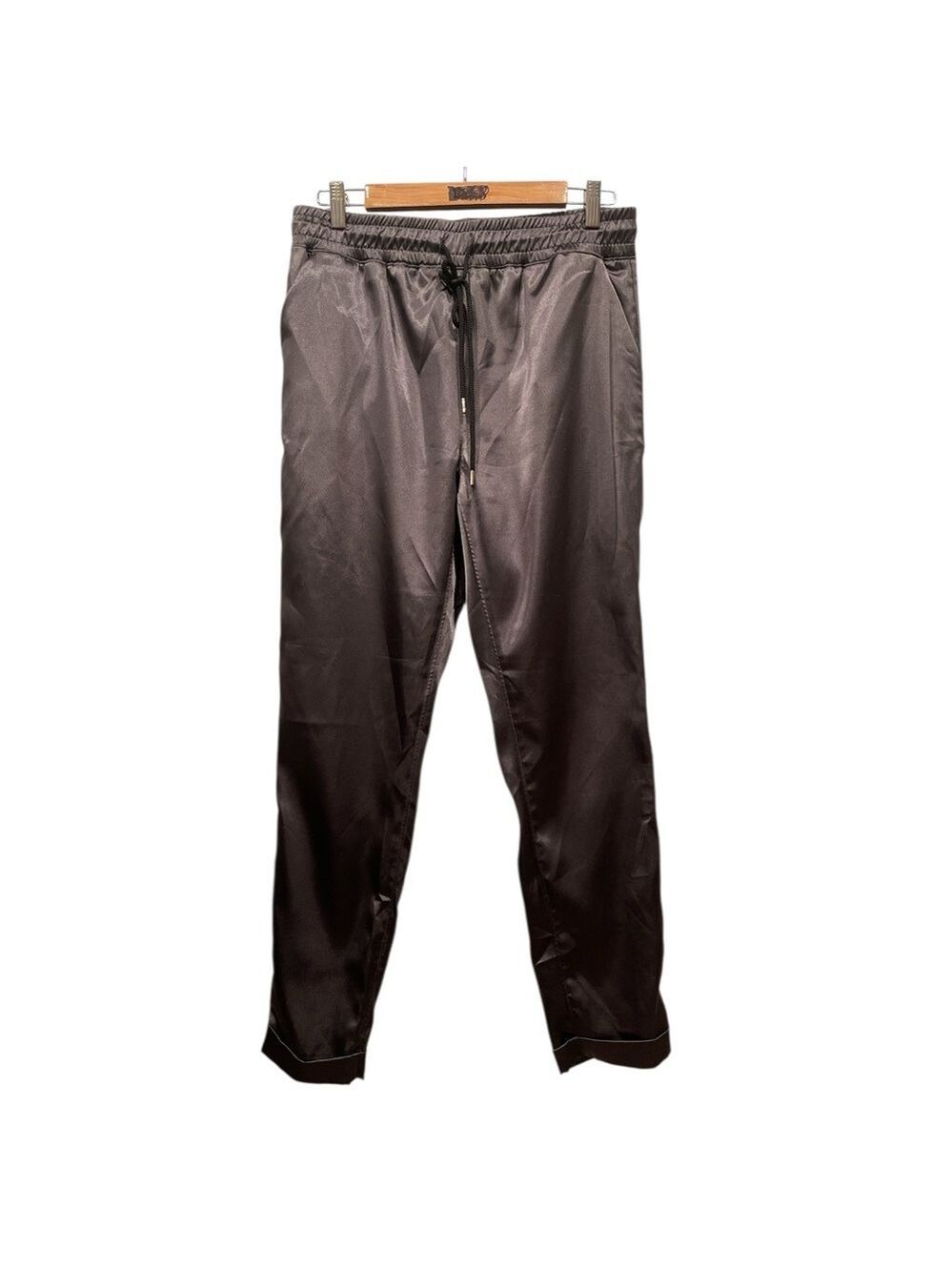 Fidelity Denim Small Charcoal Satin Jogger Pants Drawstring Waist - Picture 3 of 9